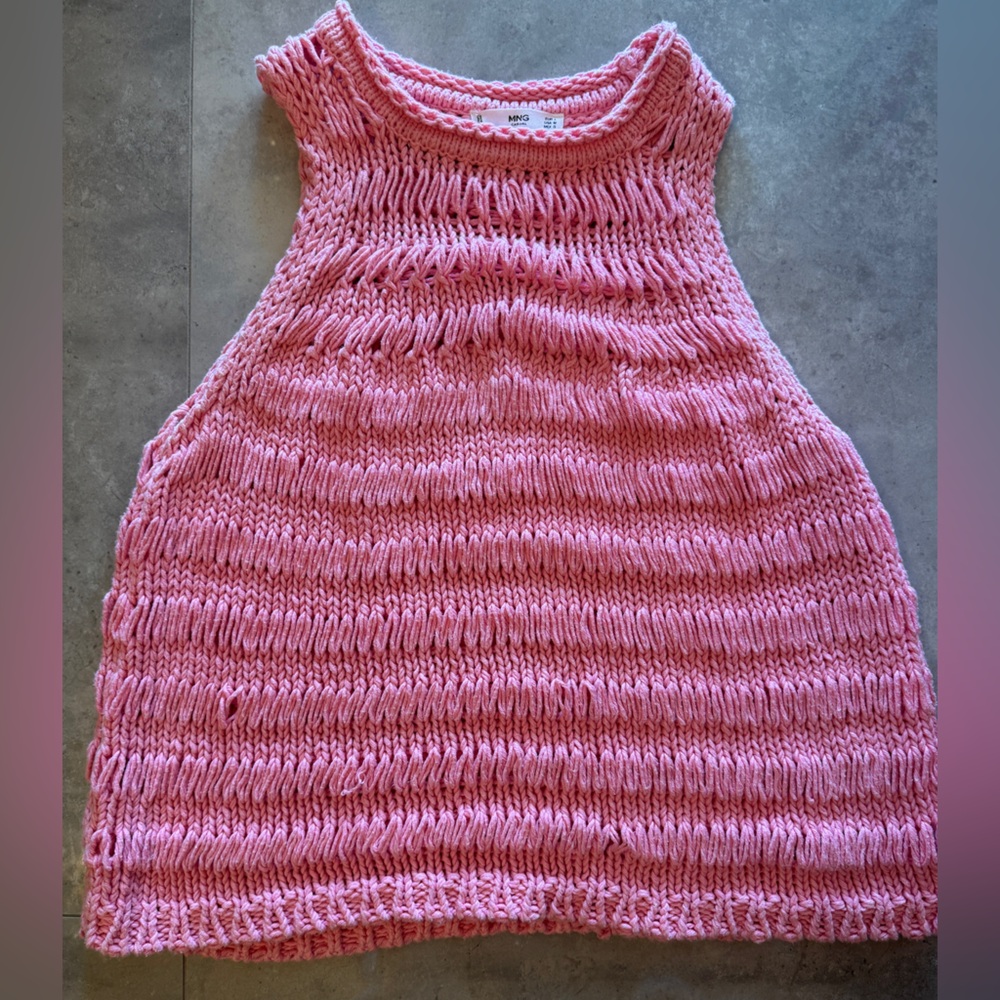 Mango Baby Pink Crotchet Knit Sweater Vest - Picture 6 of 8